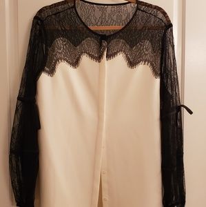 Chico's Blac Label Lace Detail Top